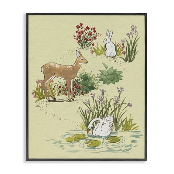 Stupell Industries Rustic Lodge Peaceful Spring Animals Black Framed Giclee Art, 11 x 14, by Grace Popp