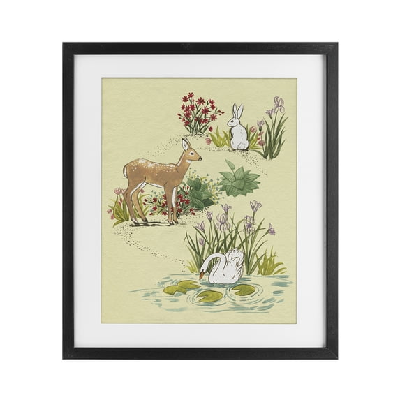 Stupell Industries Rustic Lodge Peaceful Spring Animals Black Framed Print Under Glass, 13 x 16, by Grace Popp
