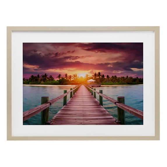 Stupell Industries Tropical Peaceful Sunset Over Pier Birch Framed Print Under Glass, 23 x 17, by LSR Design Studio
