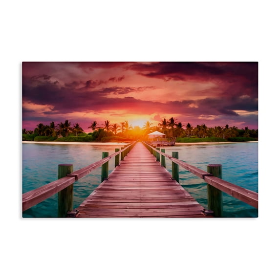 Stupell Industries Tropical Peaceful Sunset Over Pier Canvas Art, 36 x 24, by LSR Design Studio