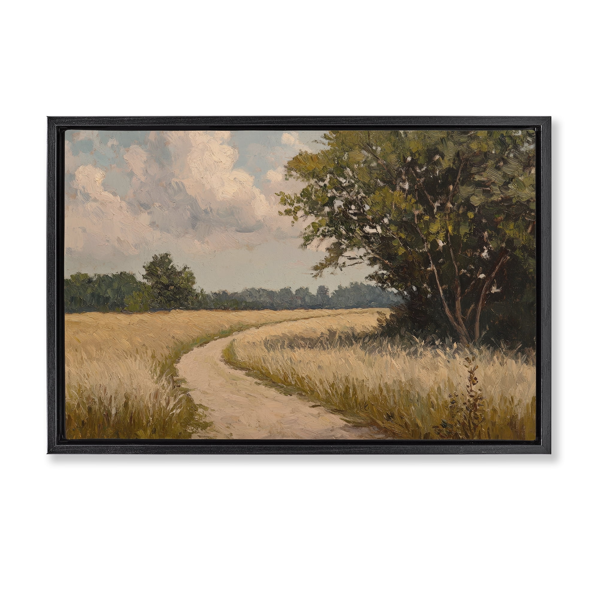 Stupell Industries Peaceful Thinking Path Black Framed Floater Canvas Wall Art, design by Petal Prints Design