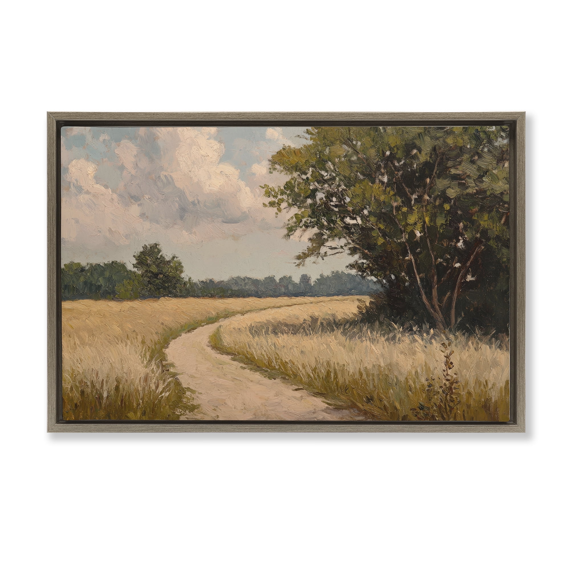 Stupell Industries Peaceful Thinking Path Brown Framed Floater Canvas Wall Art, design by Petal Prints Design