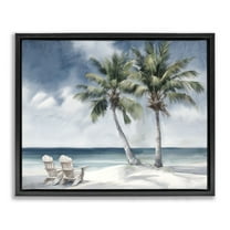 Stupell Industries Peaceful Tropical Landscape Coastal Painting Black Floater Framed Canvas Art Print Wall Art, 21 x 17