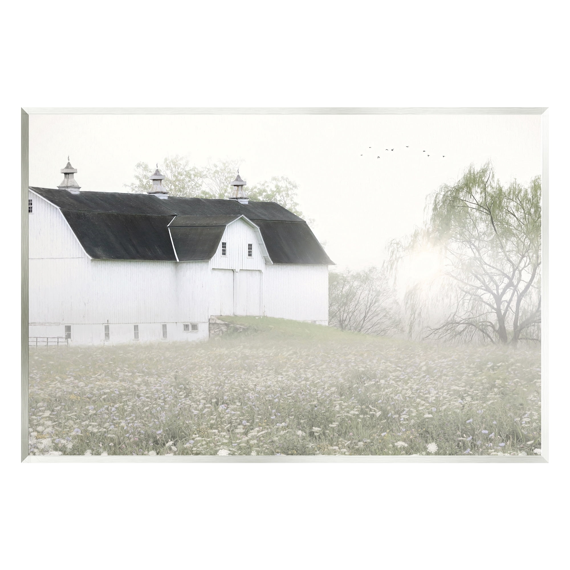 Stupell Industries Peaceful White Barn Countryside Meadow Blooming Buds Graphic Art Unframed Art Print Wall Art, Design by Lori Deiter