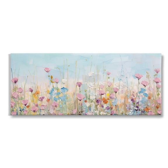 Stupell Industries Peaceful Wildflowers Meadow Botanical & Floral Painting Gallery Wrapped Canvas Art Print Wall Art, 40 x 17