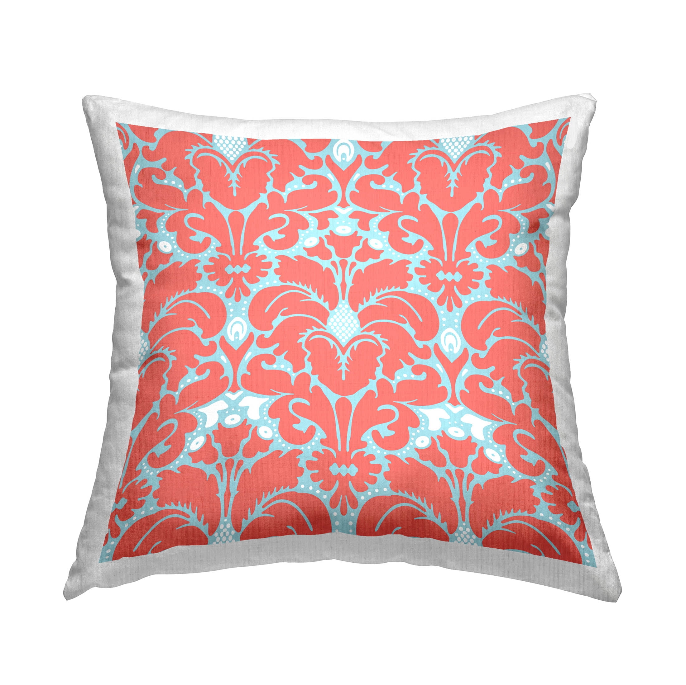 Stupell Industries Peach Blue Brocade Pattern Printed Throw Pillow Design by George Tygert