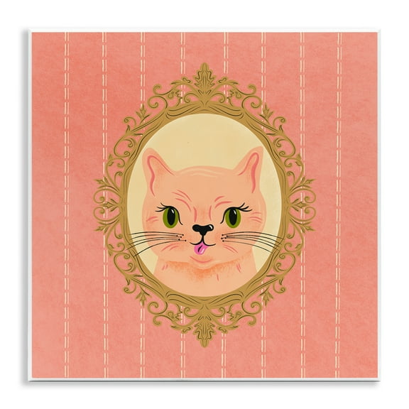 Stupell Industries Peach Cat Portrait Animals Painting Unframed Art Print Wall Art, 12 x 12