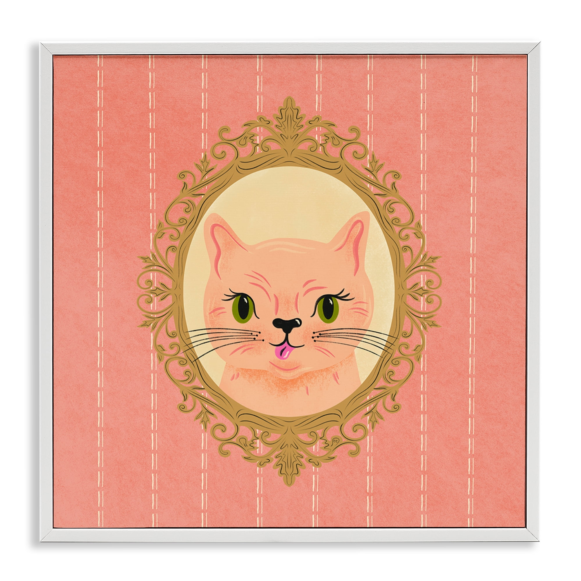 Stupell Industries Peach Cat Portrait Animals Painting White Framed Art Print Wall Art, 24 x 24
