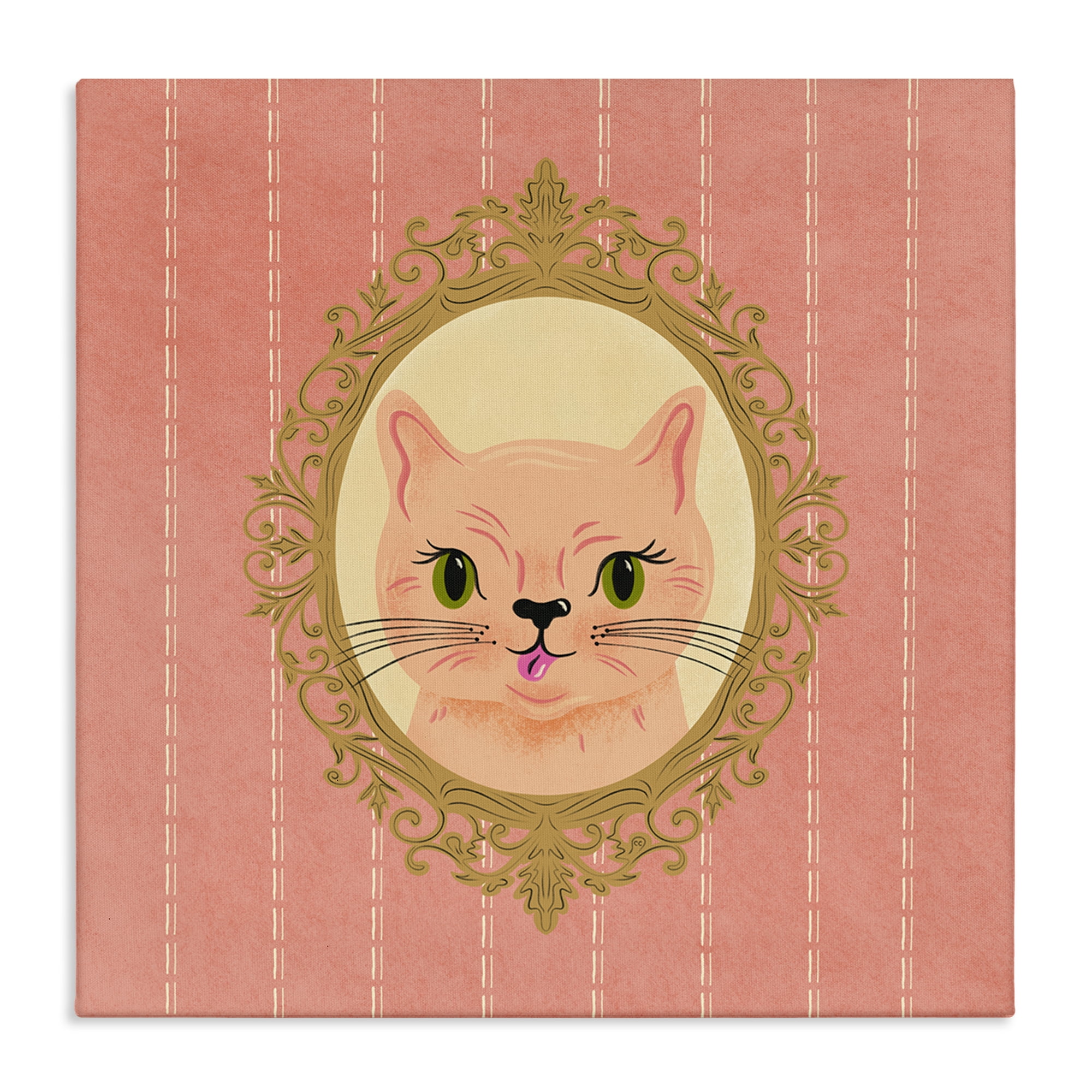 Stupell Industries Peach Cat Portrait Animals Painting Wrapped Canvas Art Print Wall Art, 24 x 24