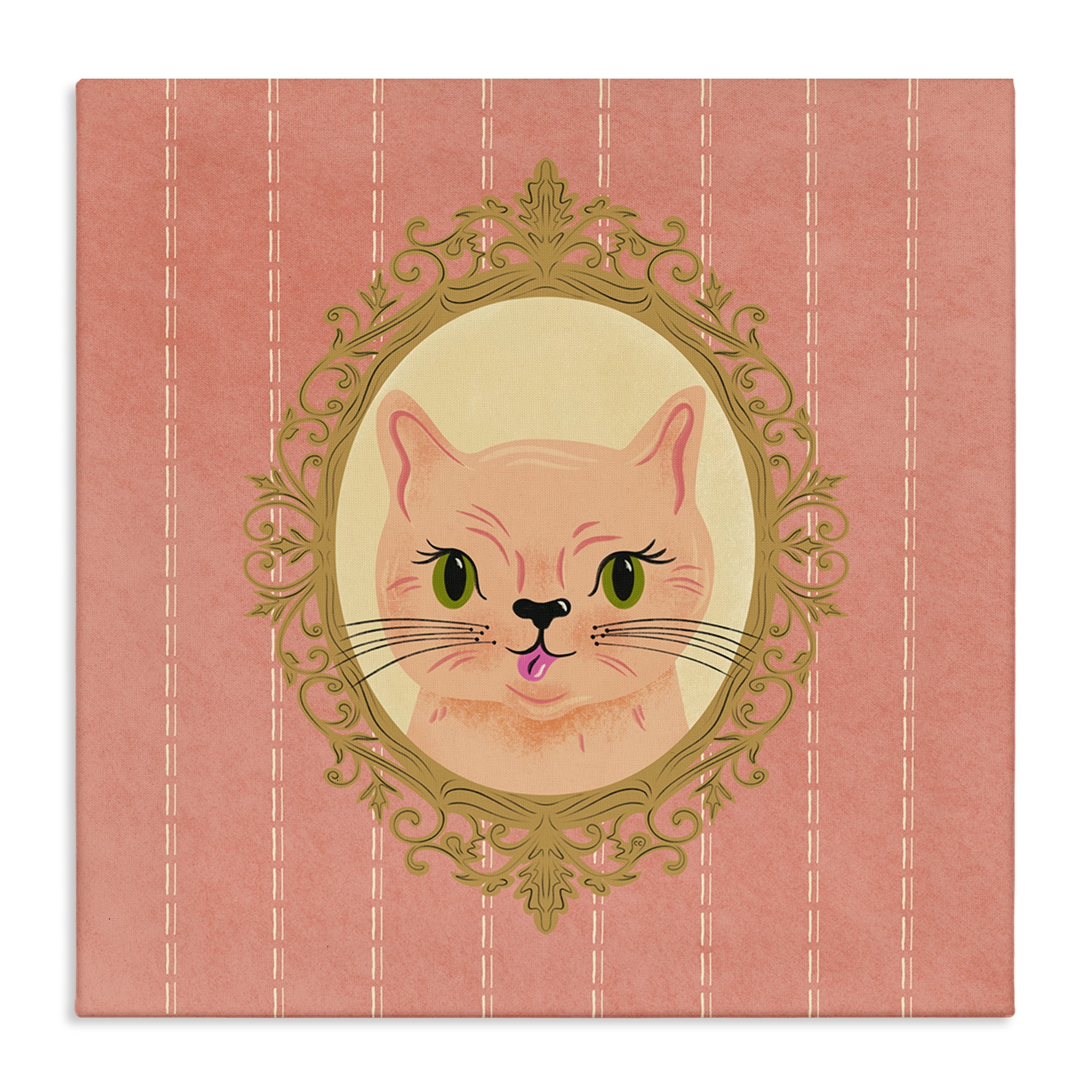 Stupell Industries Peach Cat Portrait Animals Painting Wrapped Canvas Art Print Wall Art, 30 x 30