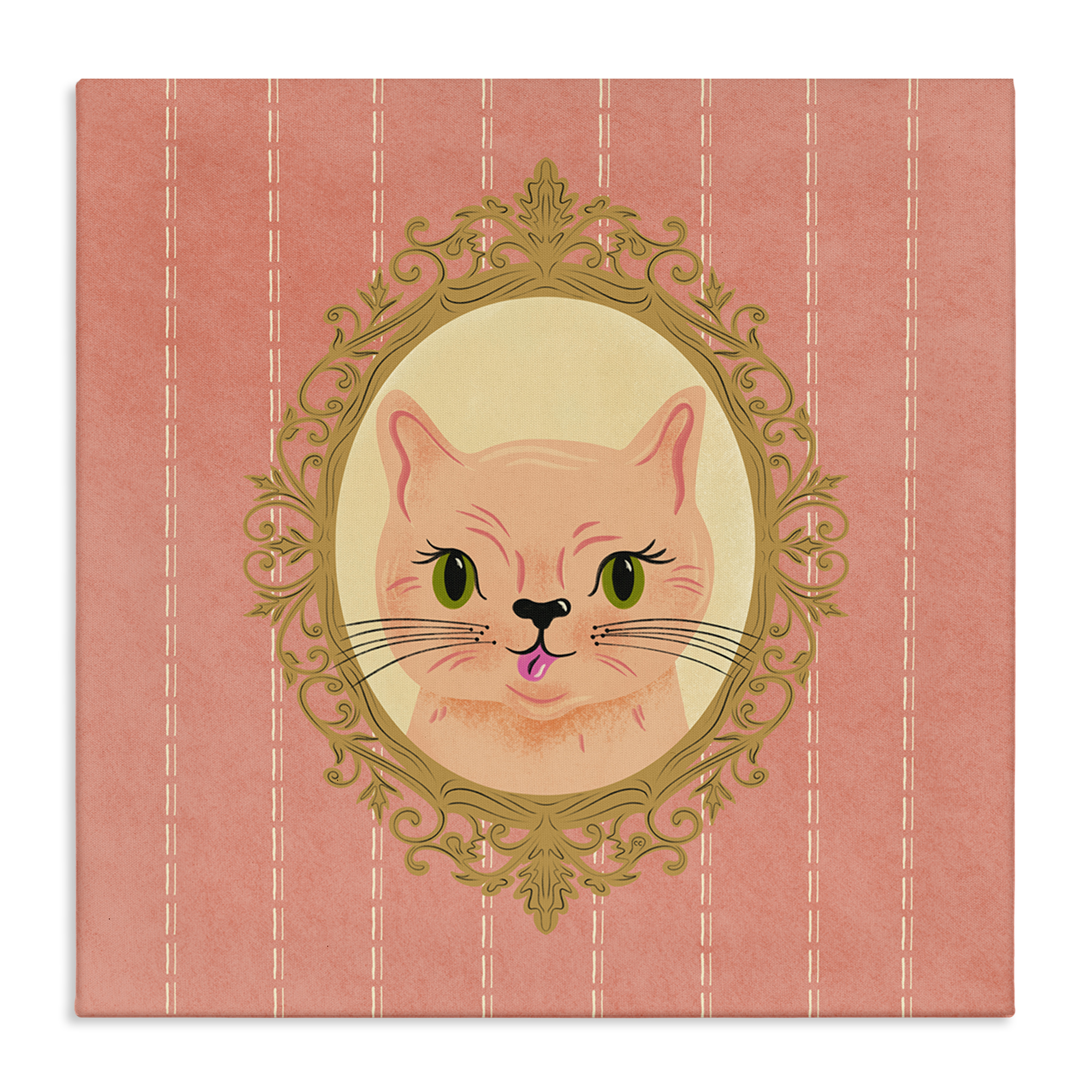 Stupell Industries Peach Cat Portrait Animals Painting Wrapped Canvas Art Print Wall Art, 36 x 36