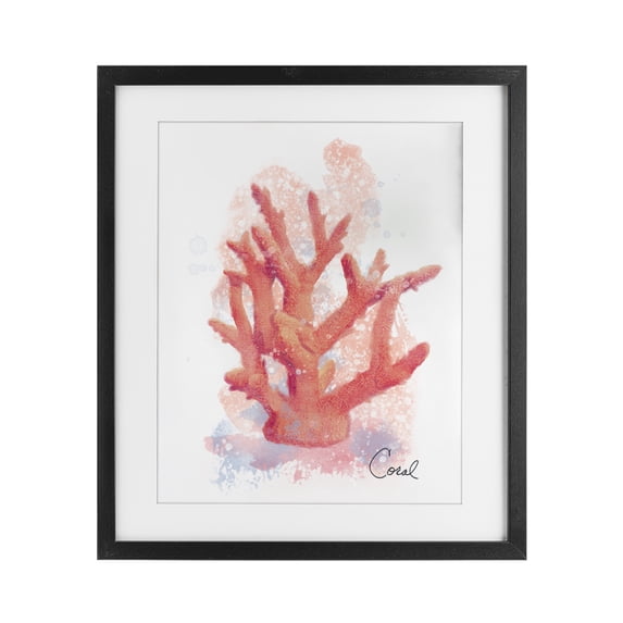 Stupell Industries Peach Coastal Coral Black Framed Print Under Glass design by Matthew Piotrowicz, 16 x 13