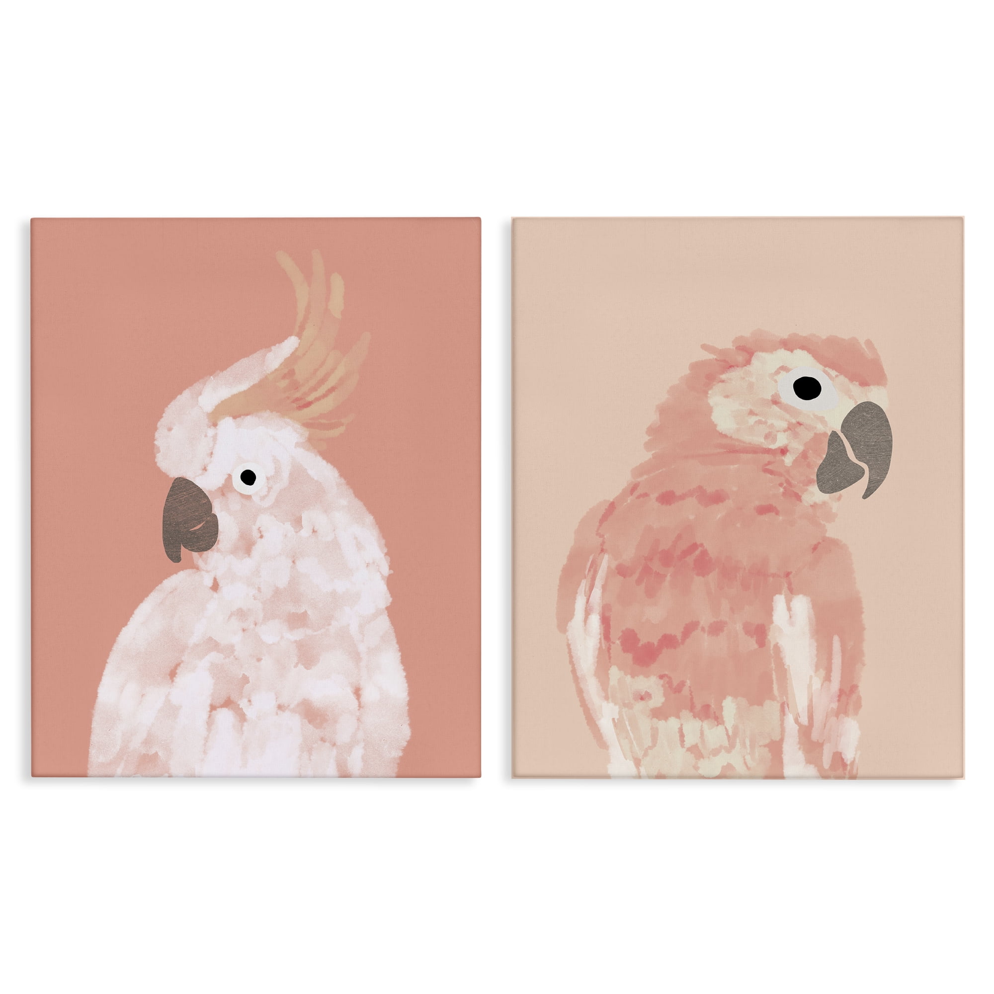 Stupell Industries Peach Cockatoo Parrot Profile Animals Painting Wrapped Canvas Art Print Wall Art, 24 x 30, Set of 2
