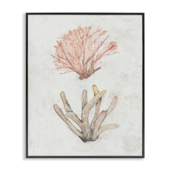 Stupell Industries Peach Coral Pieces Nautical & Beach Painting Black Framed Art Print Wall Art, 11 x 14
