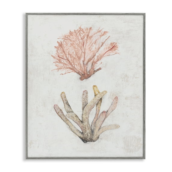 Stupell Industries Peach Coral Pieces Nautical & Beach Painting Gray Framed Art Print Wall Art, 24 x 30