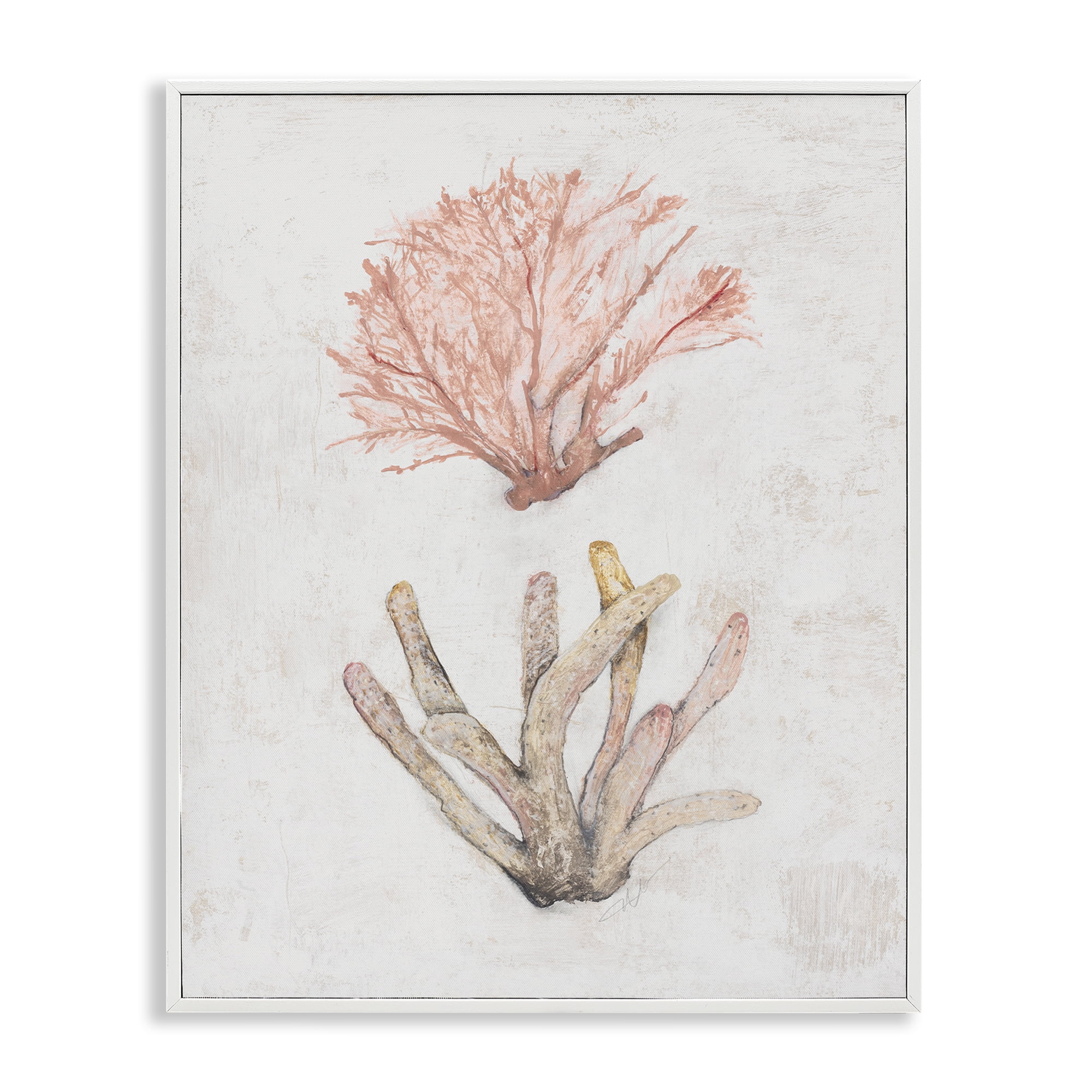 Stupell Industries Peach Coral Pieces Nautical & Beach Painting White Framed Art Print Wall Art, 16 x 20