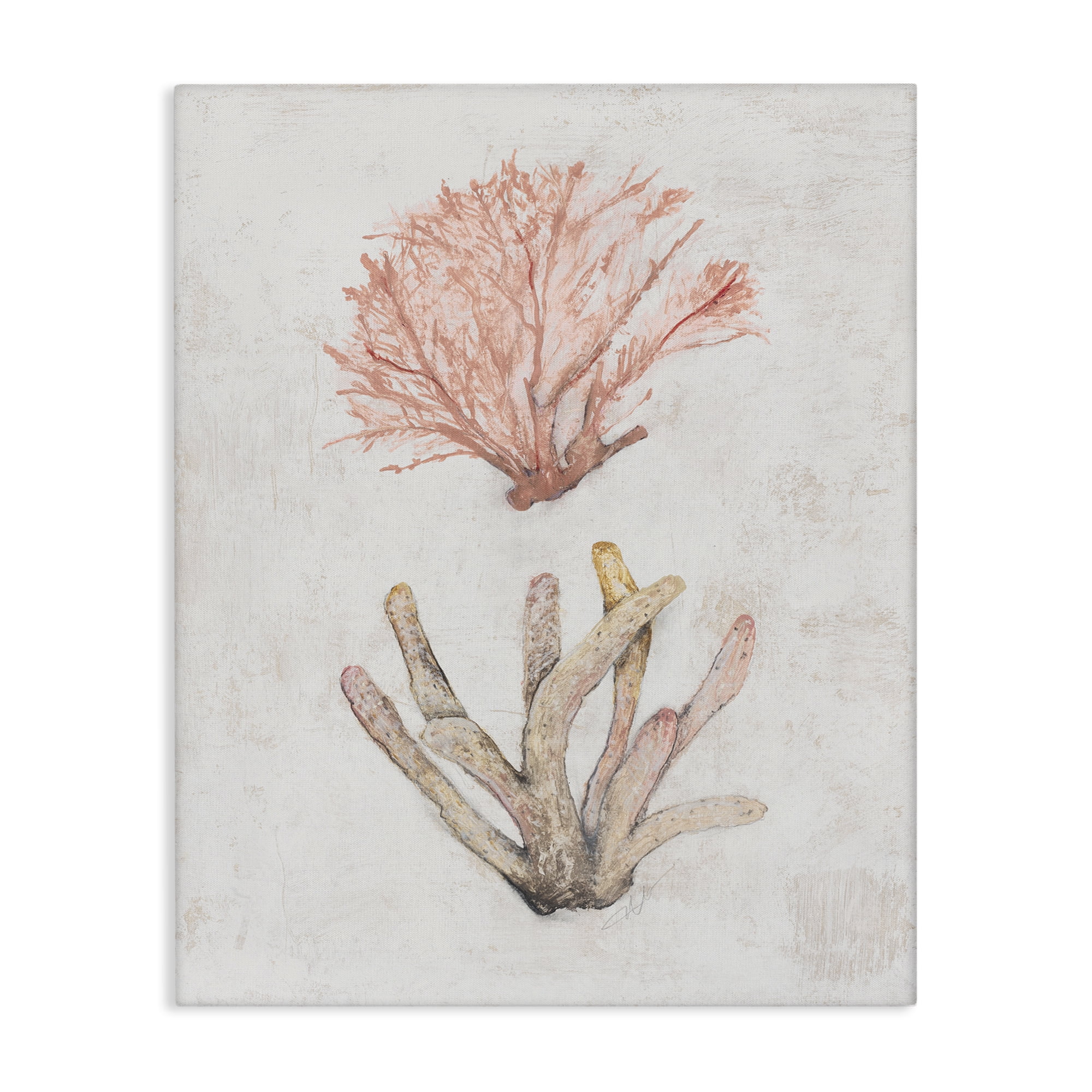 Stupell Industries Peach Coral Pieces Nautical & Beach Painting Wrapped Canvas Art Print Wall Art, 16 x 20
