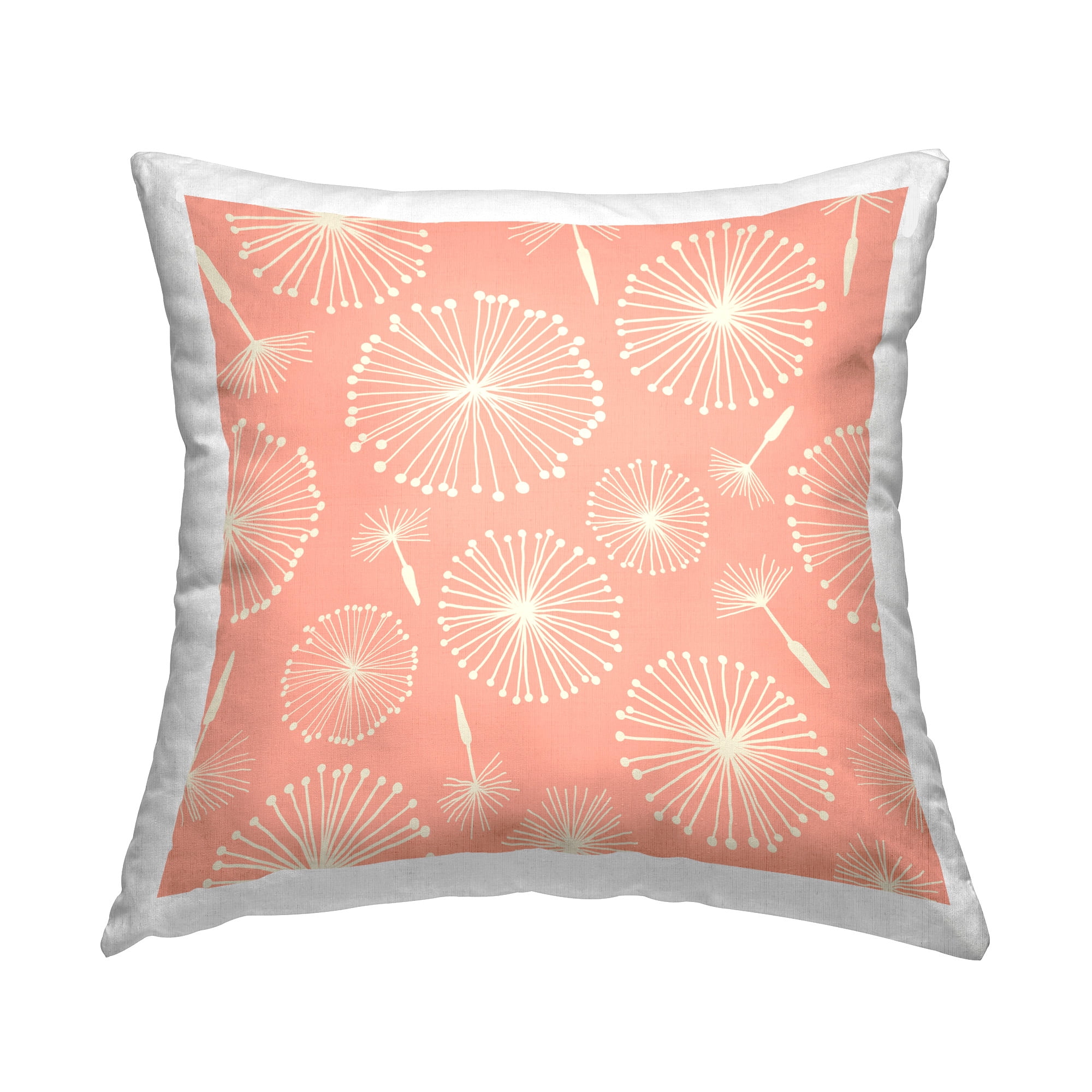 Stupell Industries Peach Dandelion Pattern Decorative Printed Throw Pillow Design by Carrie Cantwell