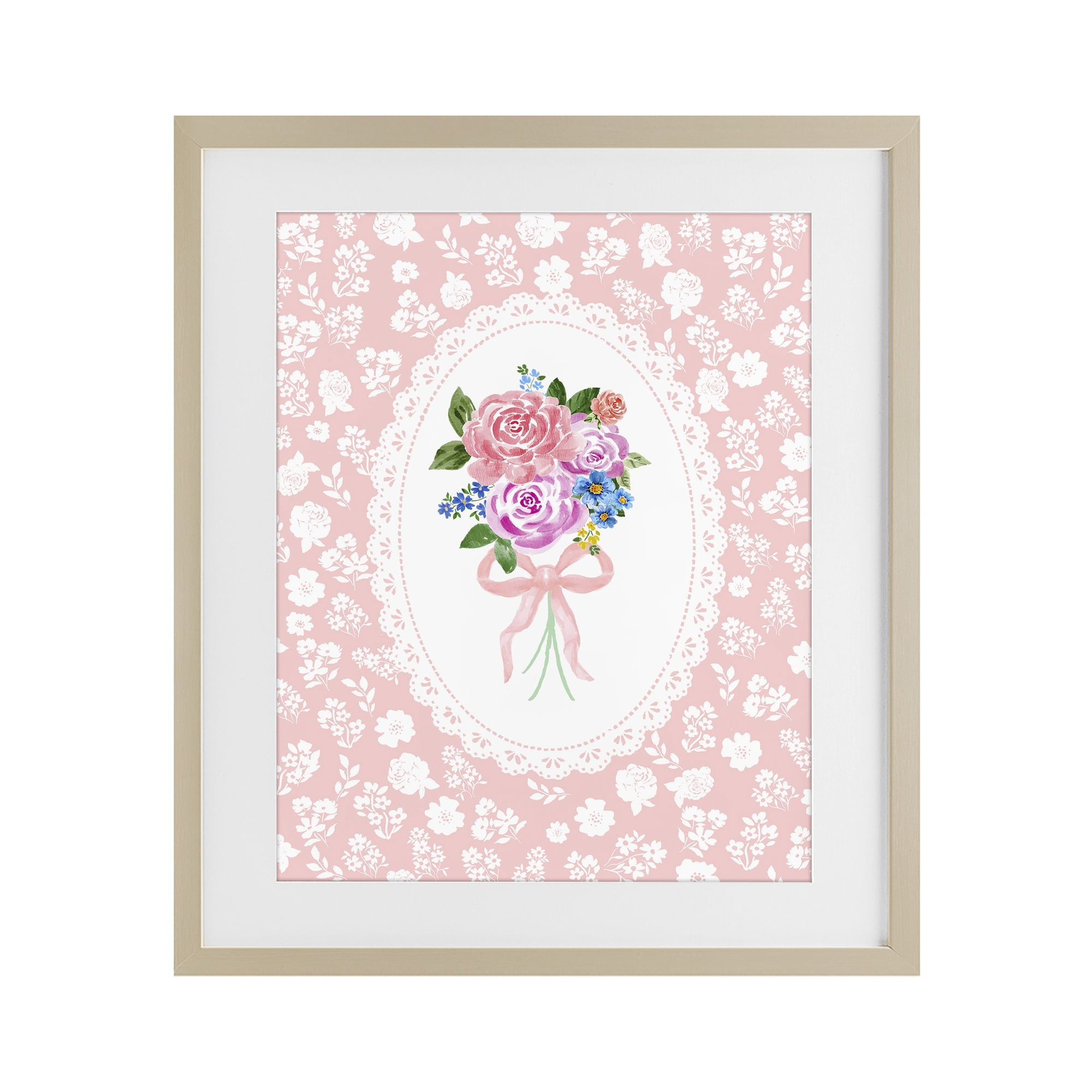 Stupell Industries Peach Feminine Bouquet Birch Framed Print Under Glass, design by Corinne Haig