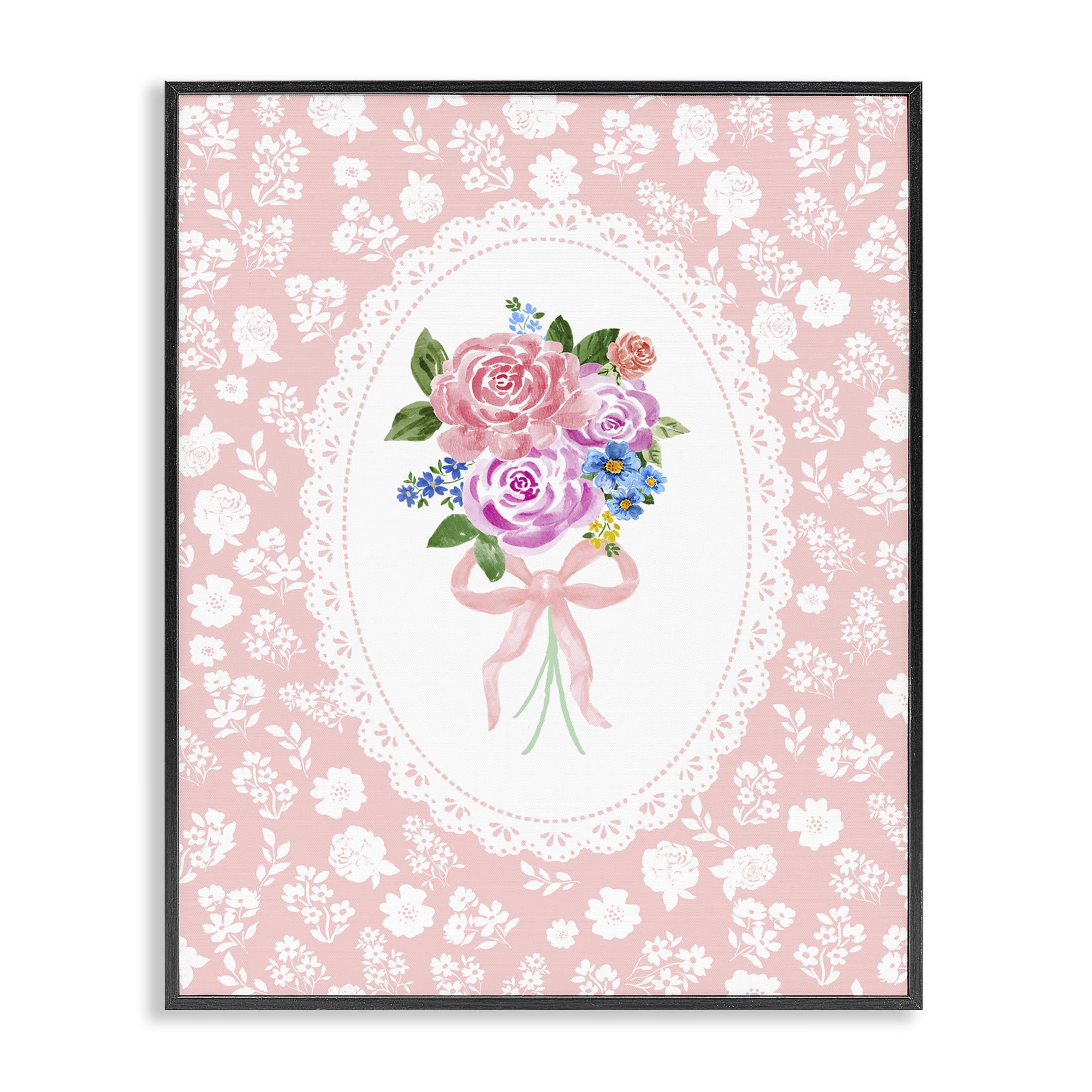 Stupell Industries Peach Feminine Bouquet Black Framed Giclee Art, design by Corinne Haig