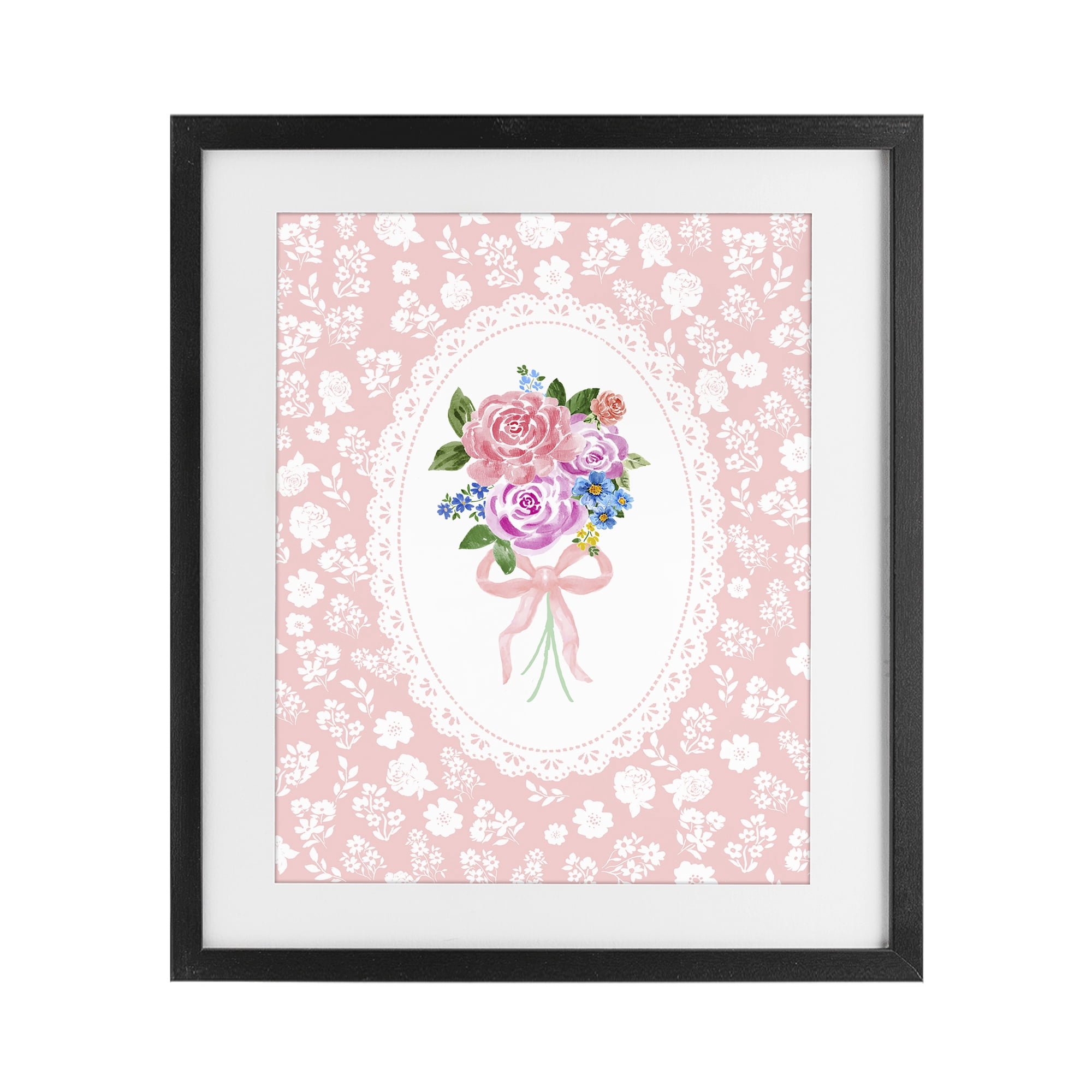 Stupell Industries Peach Feminine Bouquet Black Framed Print Under Glass, design by Corinne Haig