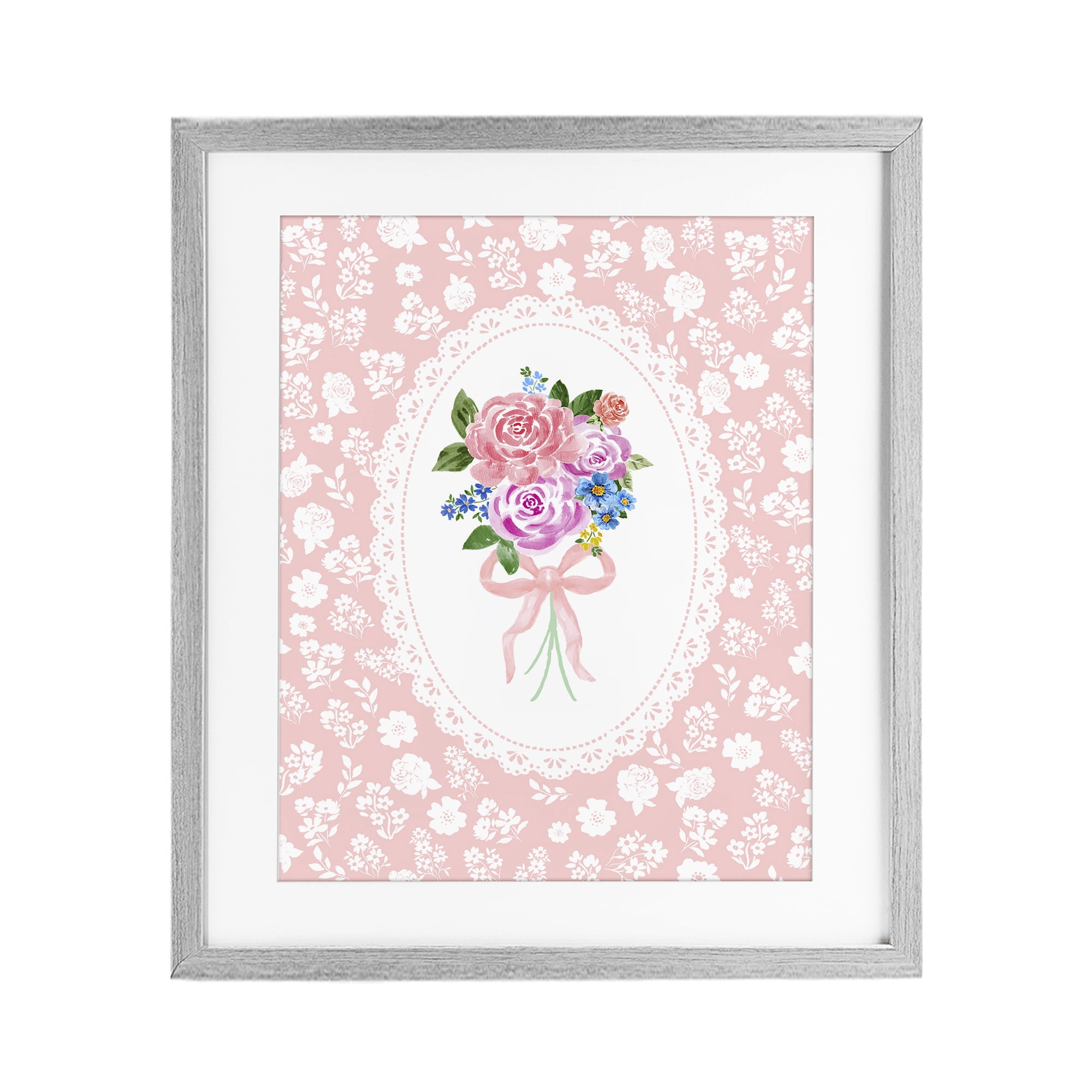 Stupell Industries Peach Feminine Bouquet Gray Framed Print Under Glass, design by Corinne Haig