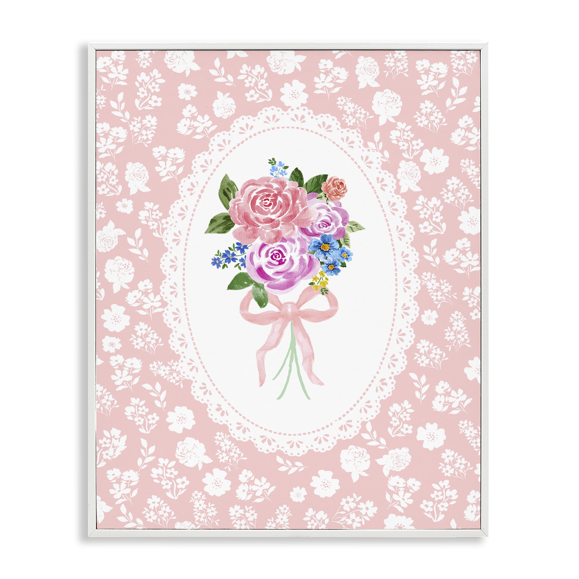 Stupell Industries Peach Feminine Bouquet White Framed Giclee Art, design by Corinne Haig