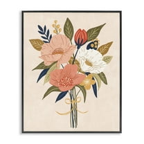 Stupell Industries Peach Floral Bouquet Floral Painting Black Framed Art Print Wall Art, 11 x 14