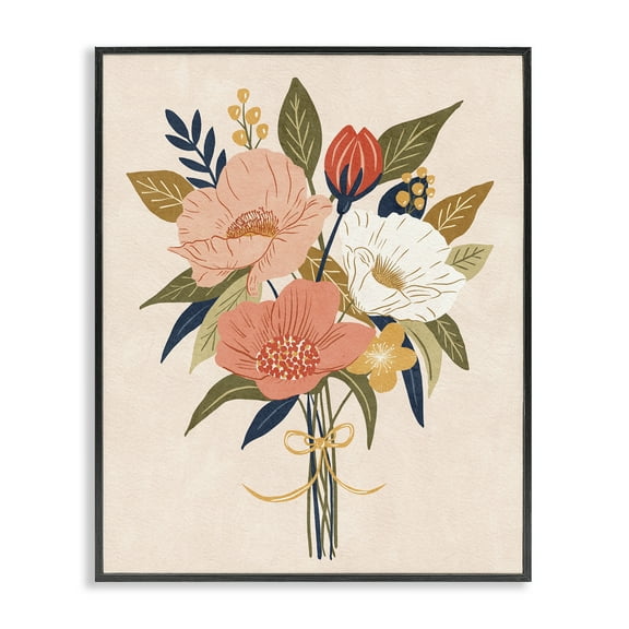 Stupell Industries Peach Floral Bouquet Floral Painting Black Framed Art Print Wall Art, 11 x 14