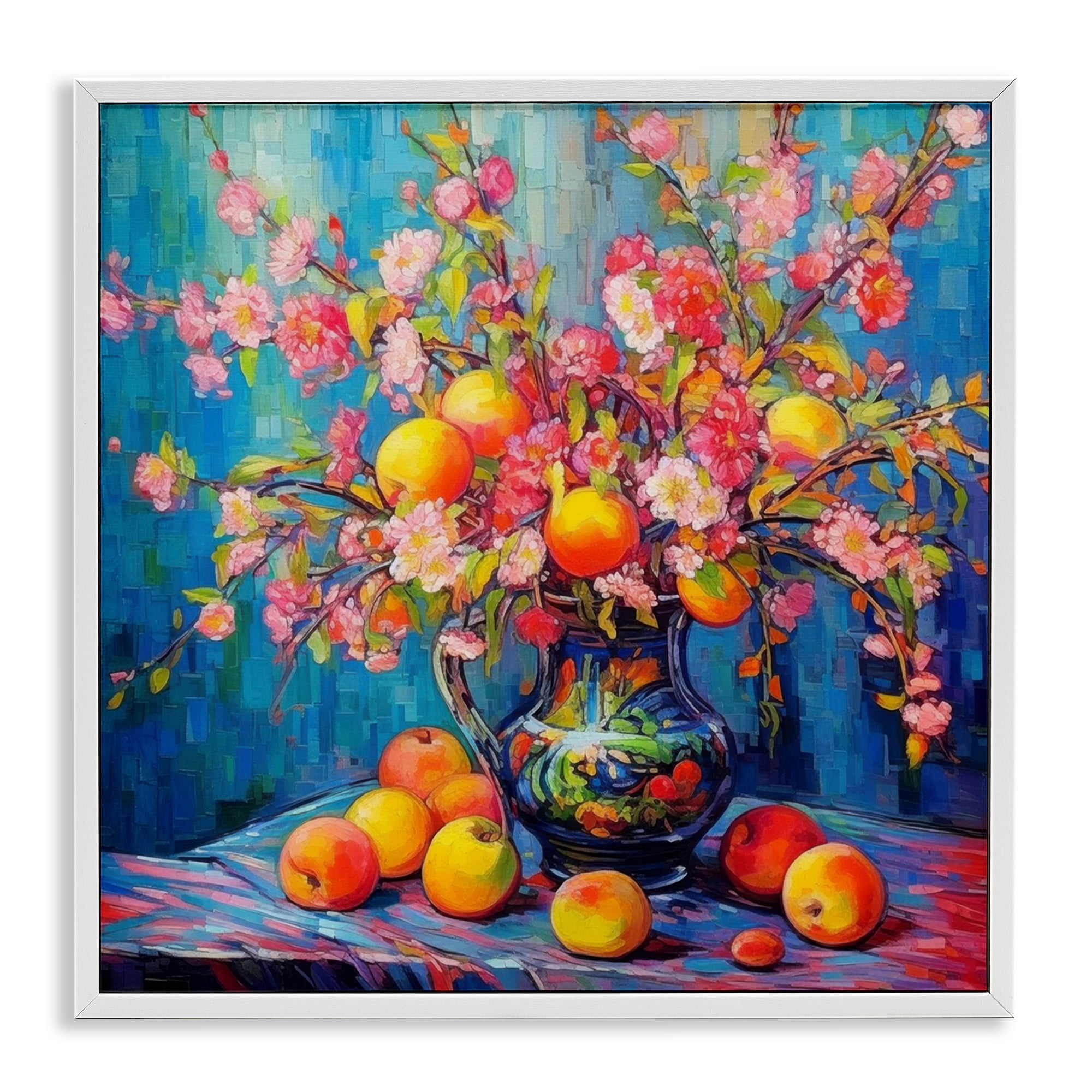 Stupell Industries Peach & Florals Bouquet Plants & Flowers Painting White Framed Art Print Wall Art, 24 x 24