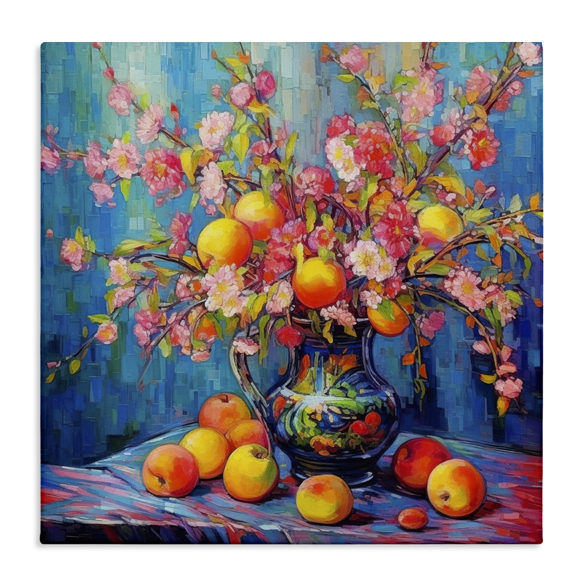 Stupell Industries Peach & Florals Bouquet Plants & Flowers Painting Wrapped Canvas Art Print Wall Art, 17 x 17