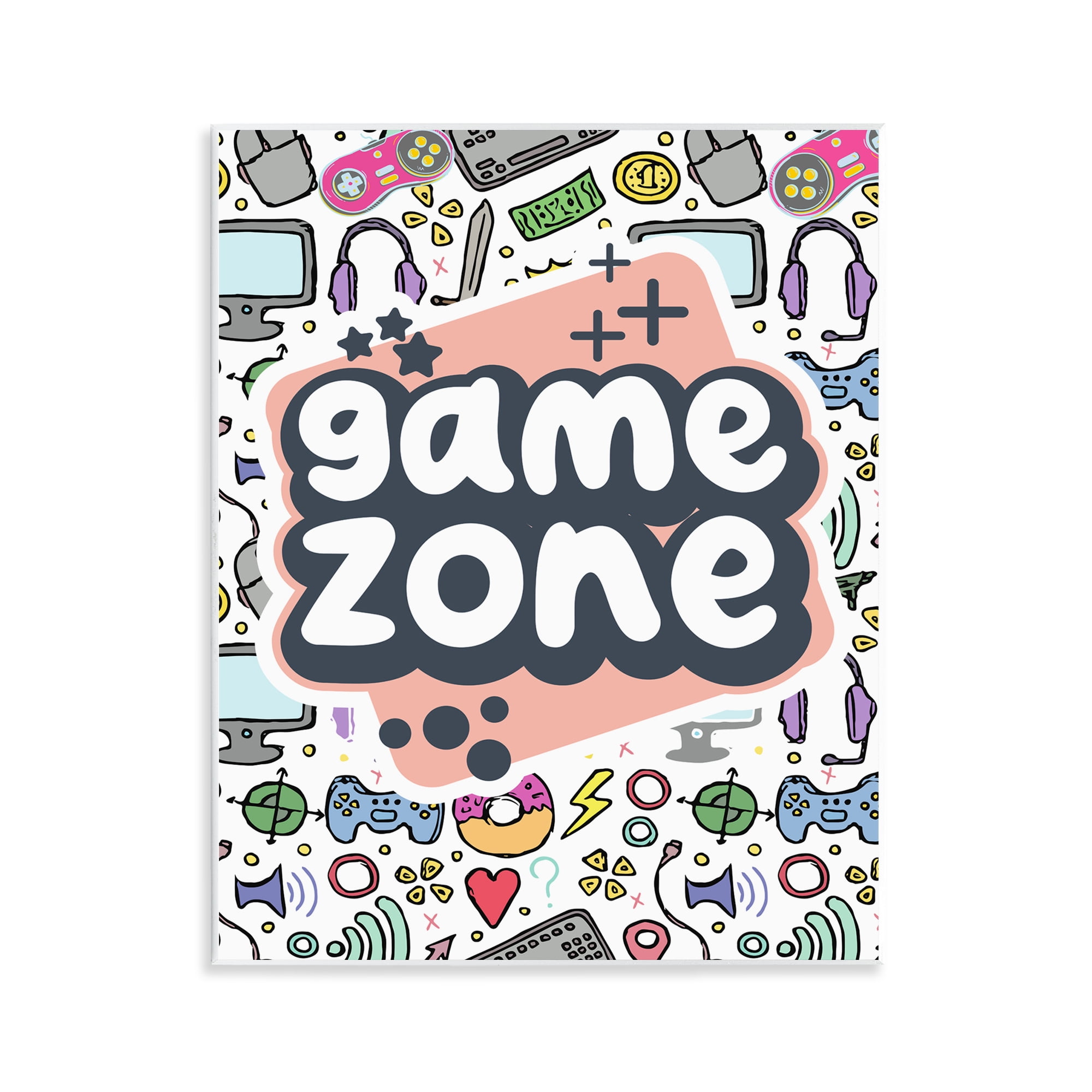 Stupell Industries Peach Game Zone Entertainment Painting Unframed Art Print Wall Art, 11 x 14