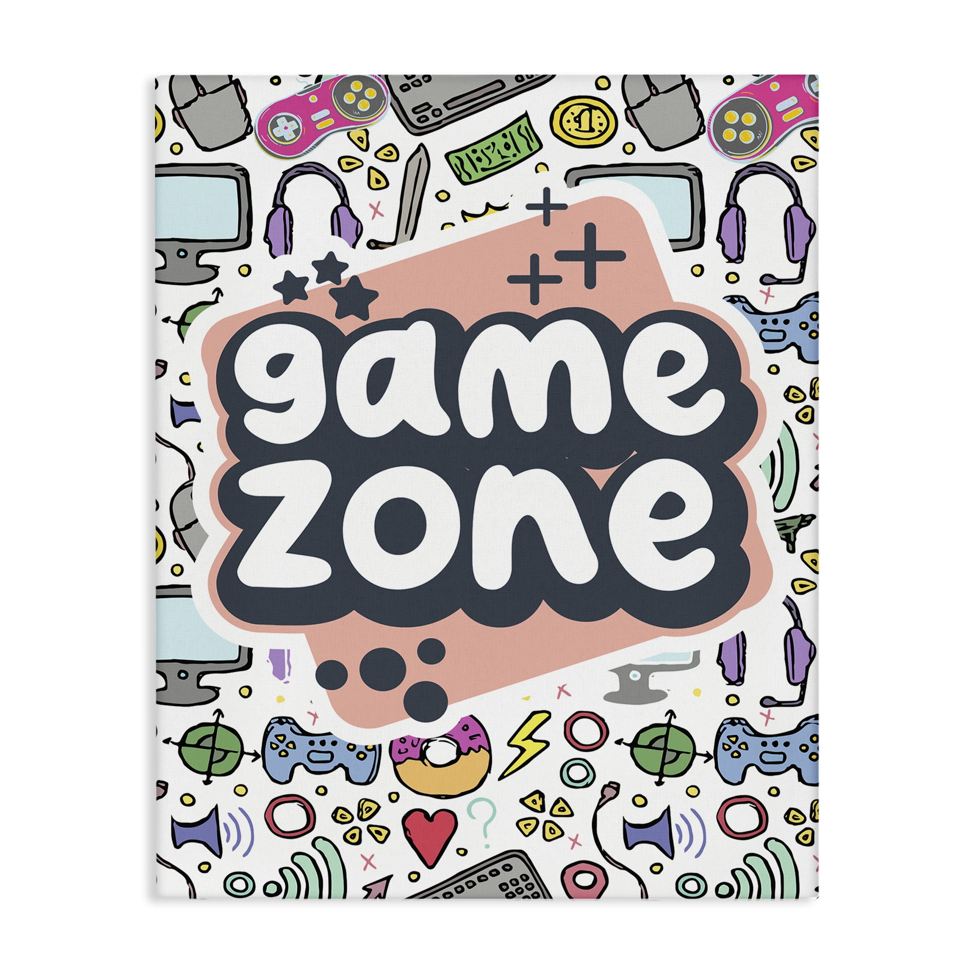 Stupell Industries Peach Game Zone Entertainment Painting Wrapped Canvas Art Print Wall Art, 30 x 40
