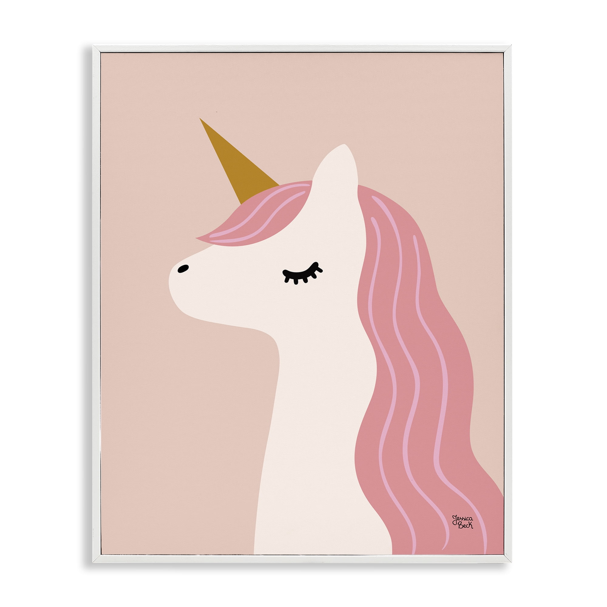 Stupell Industries Peach Pastel Unicorn Fantasy & Sci-Fi Painting White Framed Art Print Wall Art, 16 x 20