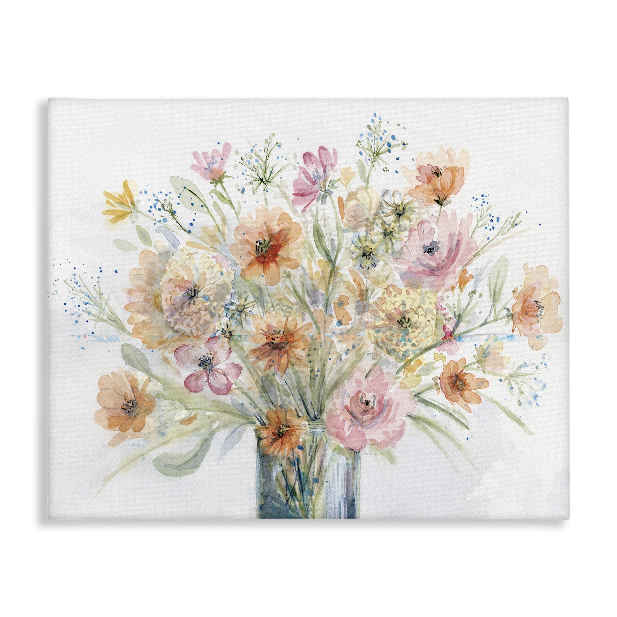 Stupell Industries Peach Pink Bouquet Botanical & Floral Painting Gallery Wrapped Canvas Art Print Wall Art, 40 x 30