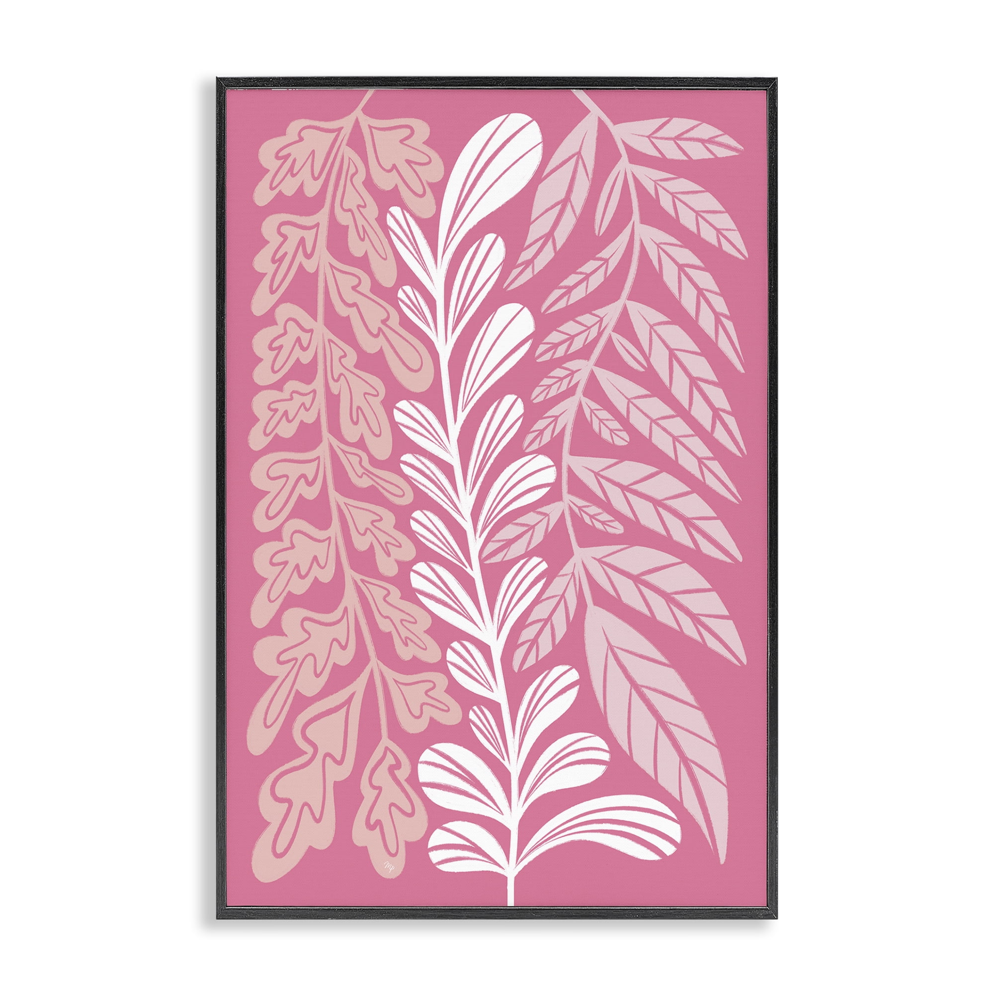 Stupell Industries Peach Pink Long Plants Plants & Flowers Painting Black Framed Art Print Wall Art, 16 x 24