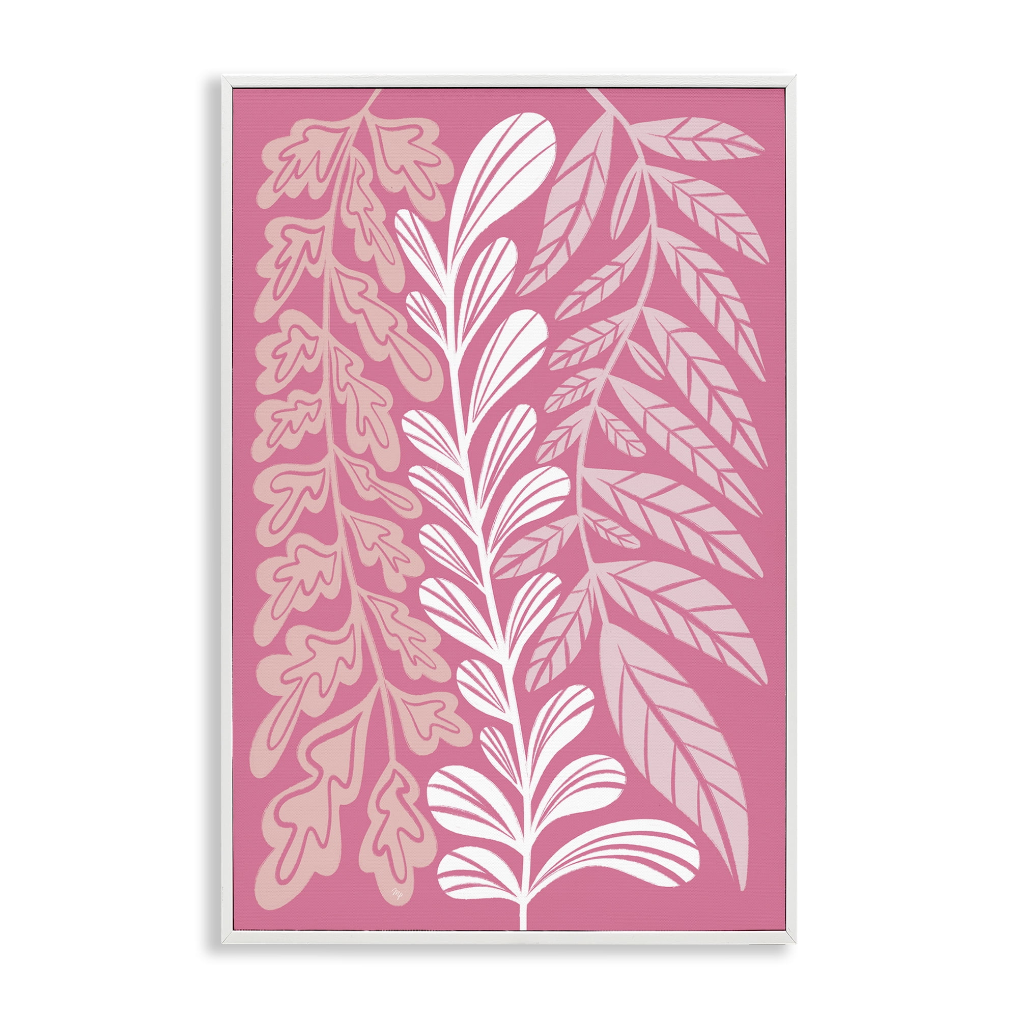 Stupell Industries Peach Pink Long Plants Plants & Flowers Painting White Framed Art Print Wall Art, 12 x 18