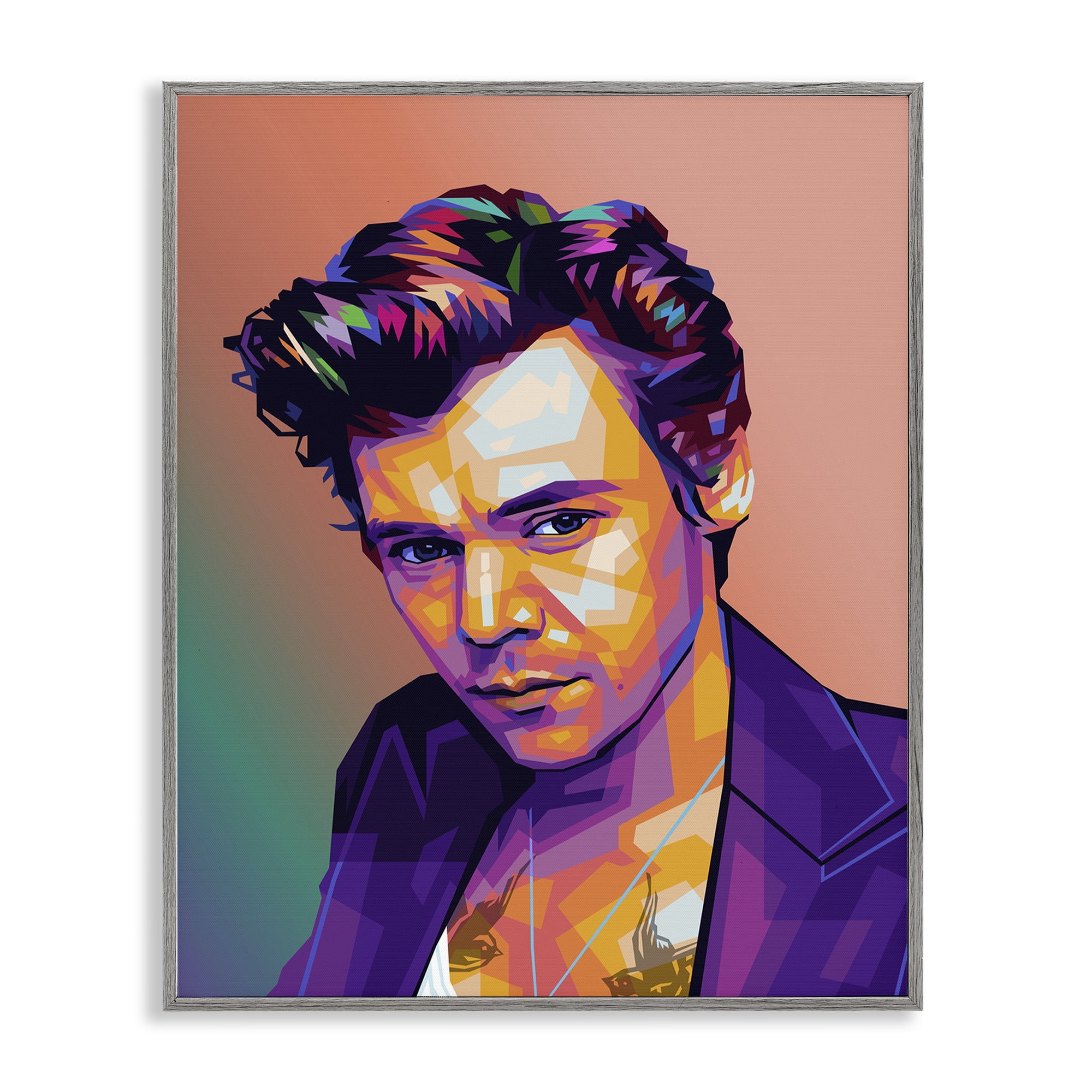 Stupell Industries Peach & Purple Harry People Painting Gray Framed Art Print Wall Art, 16 x 20