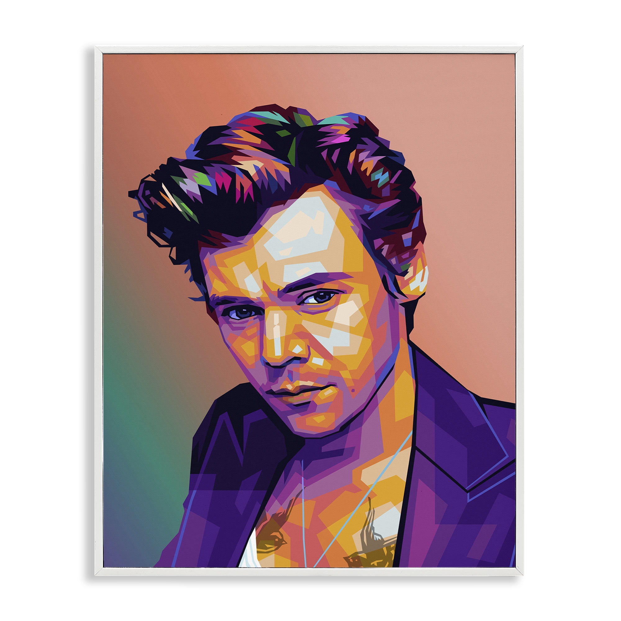 Stupell Industries Peach & Purple Harry People Painting White Framed Art Print Wall Art, 24 x 30
