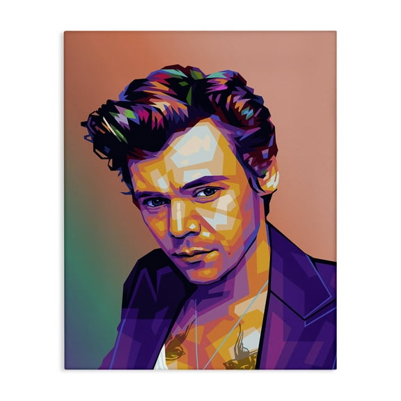 Stupell Industries Peach & Purple Harry People Painting Wrapped Canvas Art Print Wall Art, 16 x 20