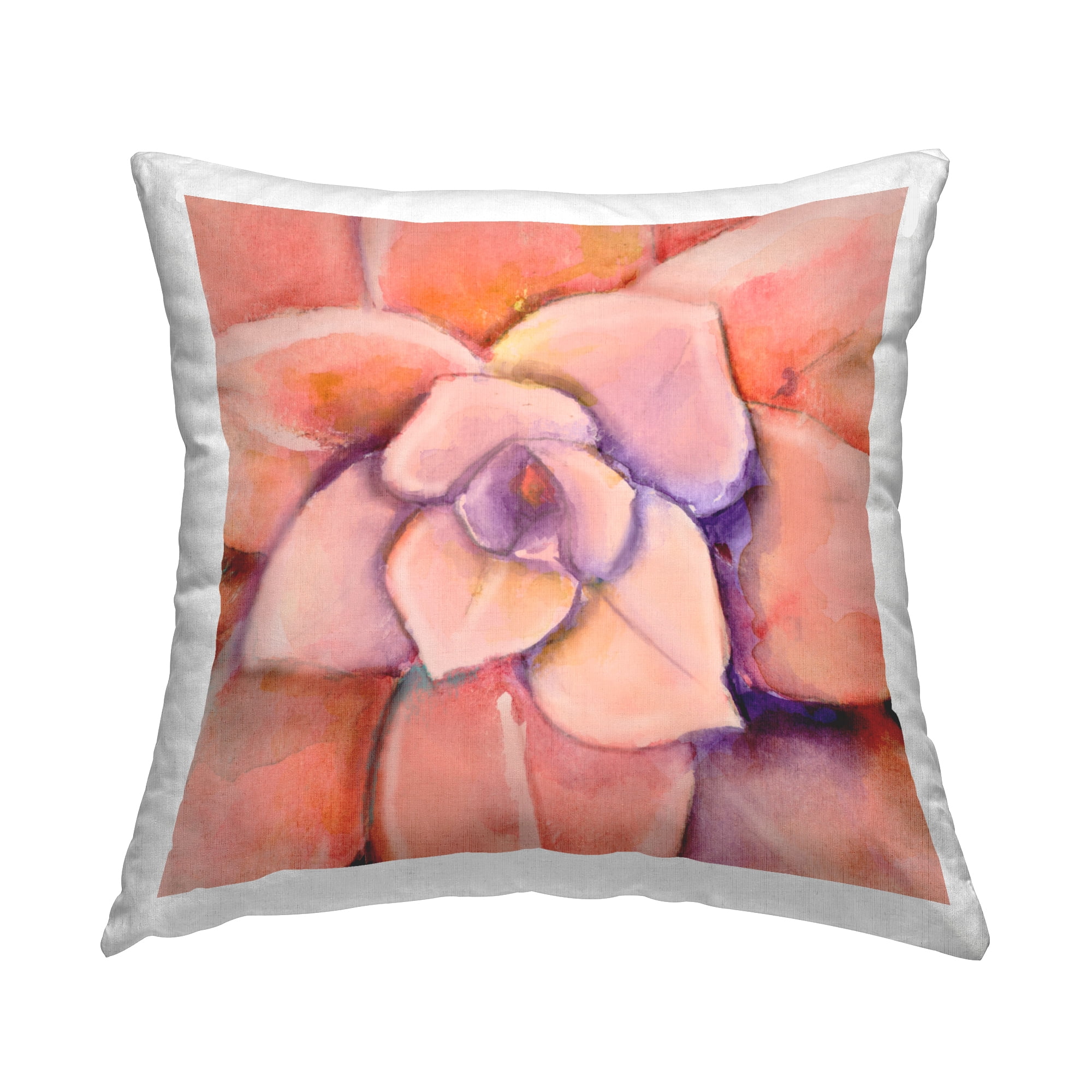 Stupell Industries Peach Succulent Plant Leaves Square Decorative Printed Throw Pillow, 18 x 18