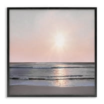 Stupell Industries Peach Sunrise over Beach Nautical & Beach Photography Black Framed Art Print Wall Art, 12 x 12