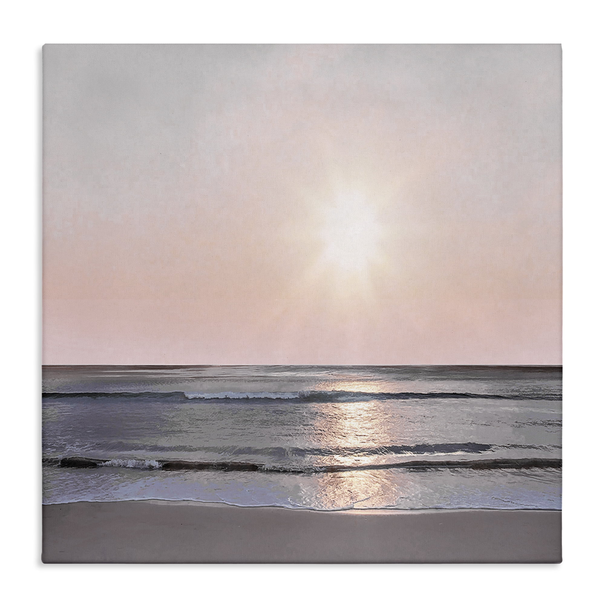 Stupell Industries Peach Sunrise over Beach Nautical & Beach Photography Wrapped Canvas Art Print Wall Art, 30 x 30