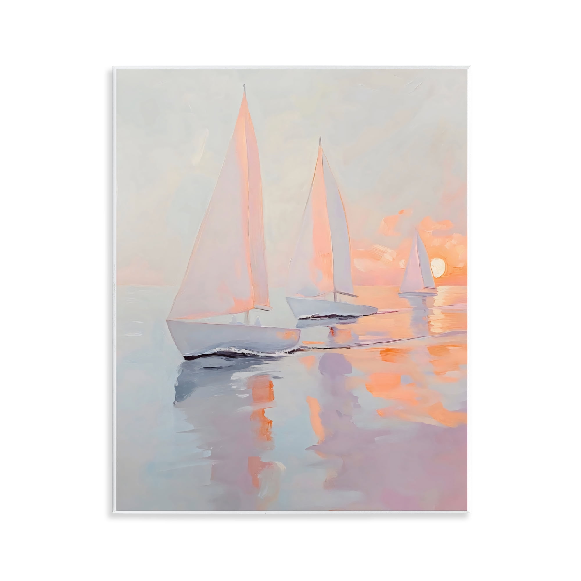 Stupell Industries Peach Sunset Sailboats on Sea Wall Plaque Art, design by Creative Studio