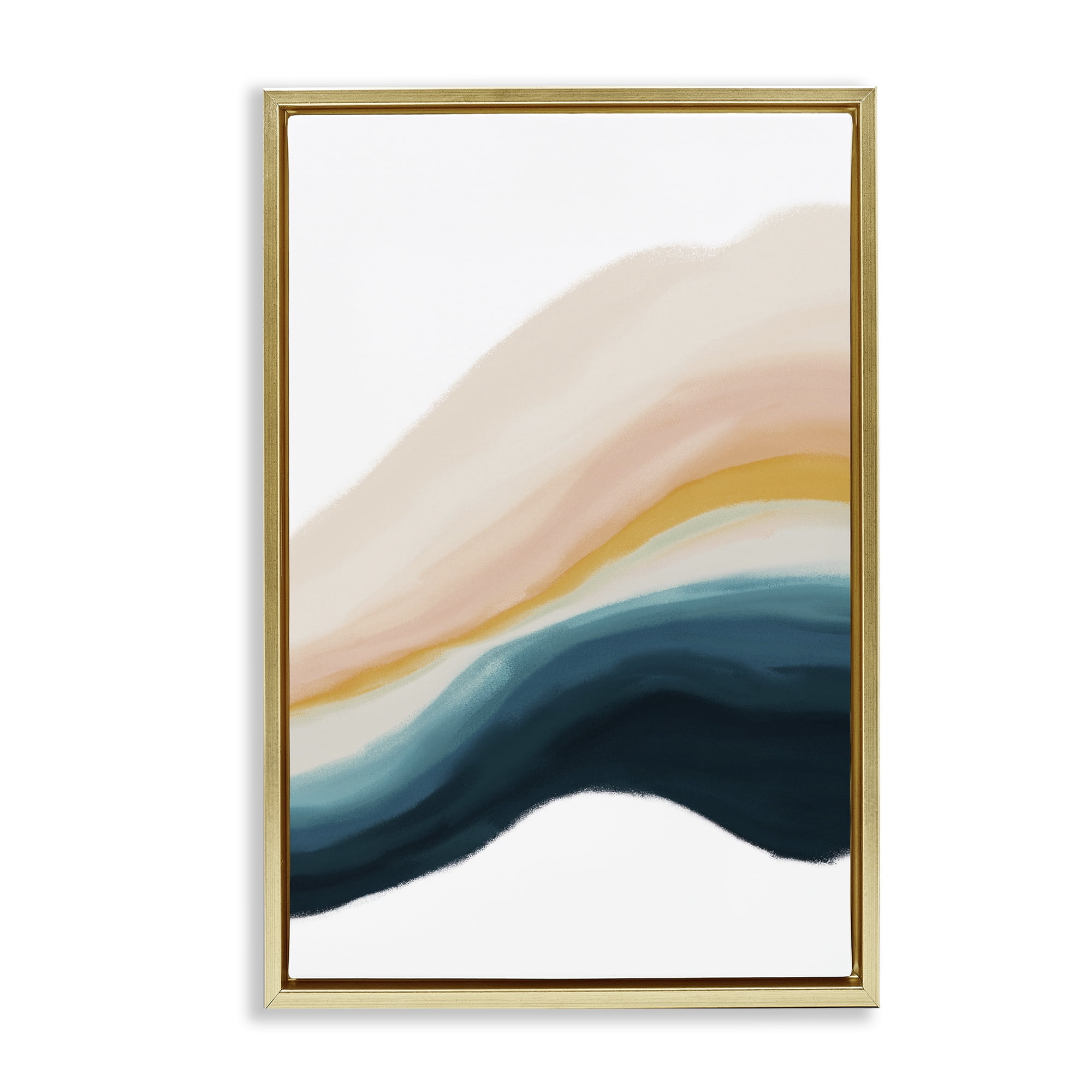 Stupell Industries Peach Swirl Abstraction Abstract Painting Gold Floater Framed Canvas Art Print Wall Art, 17 x 25