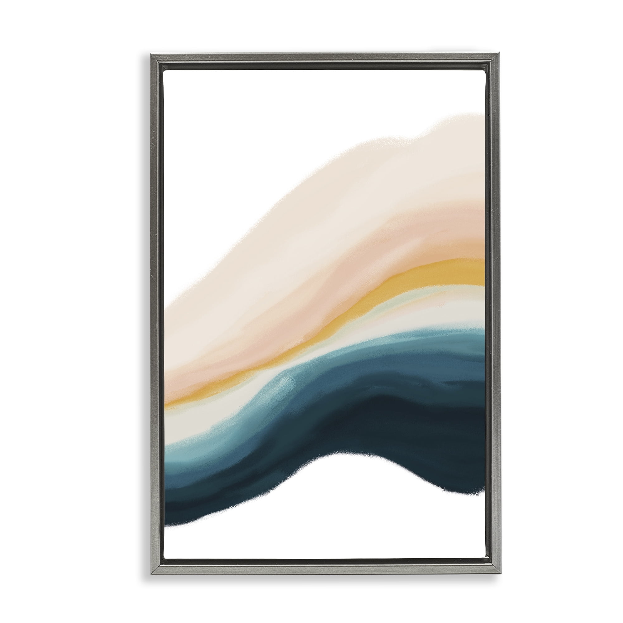 Stupell Industries Peach Swirl Abstraction Abstract Painting Gray Floater Framed Canvas Art Print Wall Art, 21 x 31