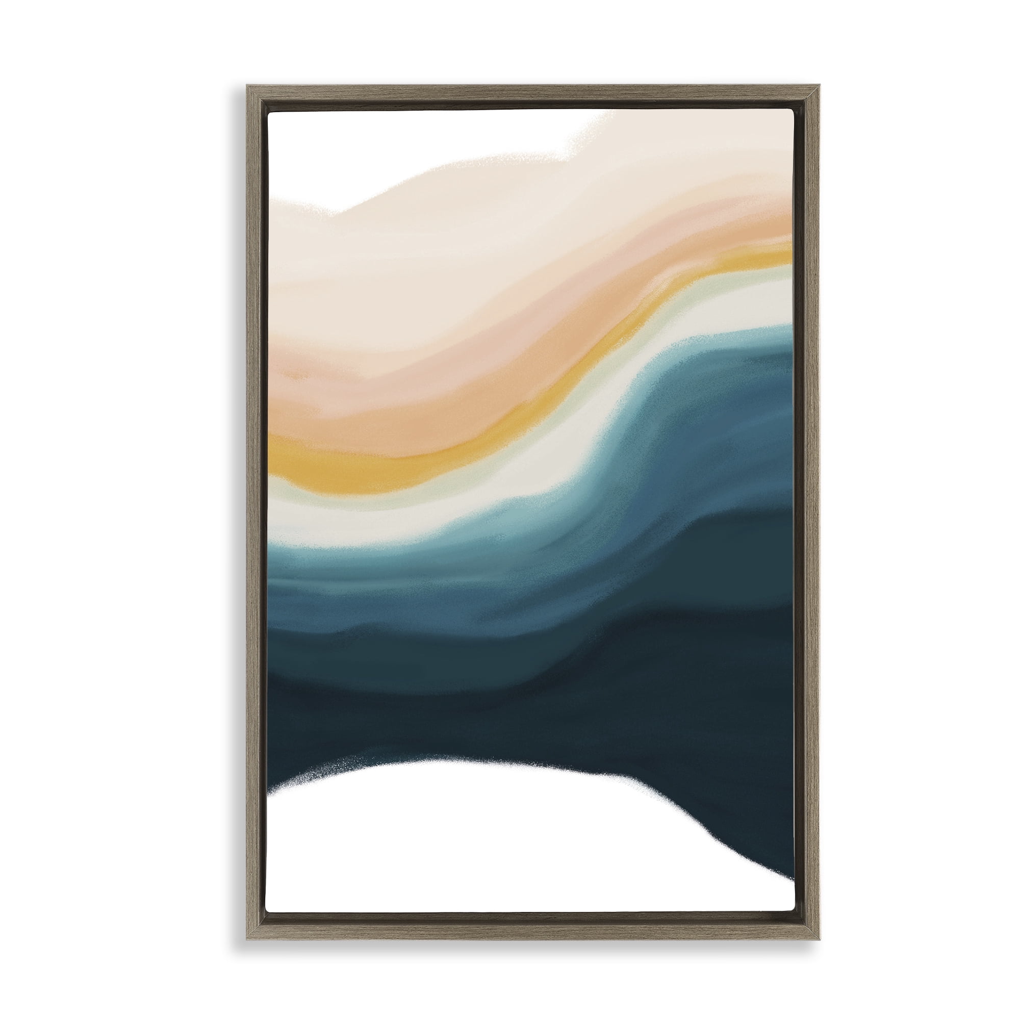 Stupell Industries Peach Swirl Fluid Pattern Abstract Painting Brown Floater Framed Canvas Art Print Wall Art, 17 x 25