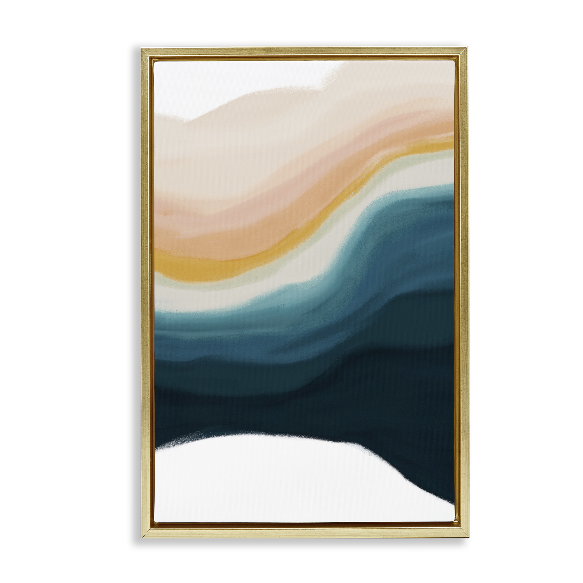 Stupell Industries Peach Swirl Fluid Pattern Abstract Painting Gold Floater Framed Canvas Art Print Wall Art, 21 x 31