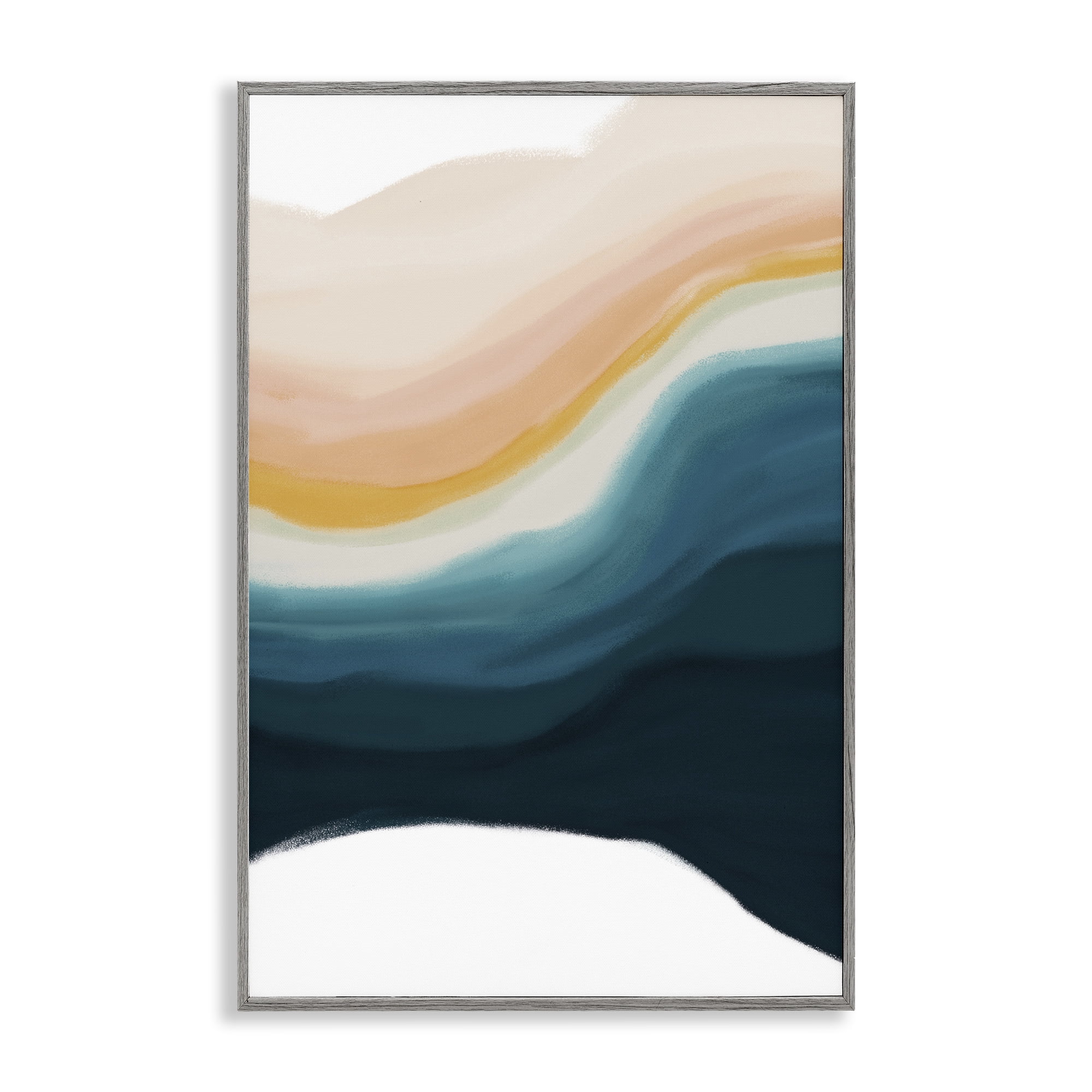 Stupell Industries Peach Swirl Fluid Pattern Abstract Painting Gray Framed Art Print Wall Art, 16 x 24