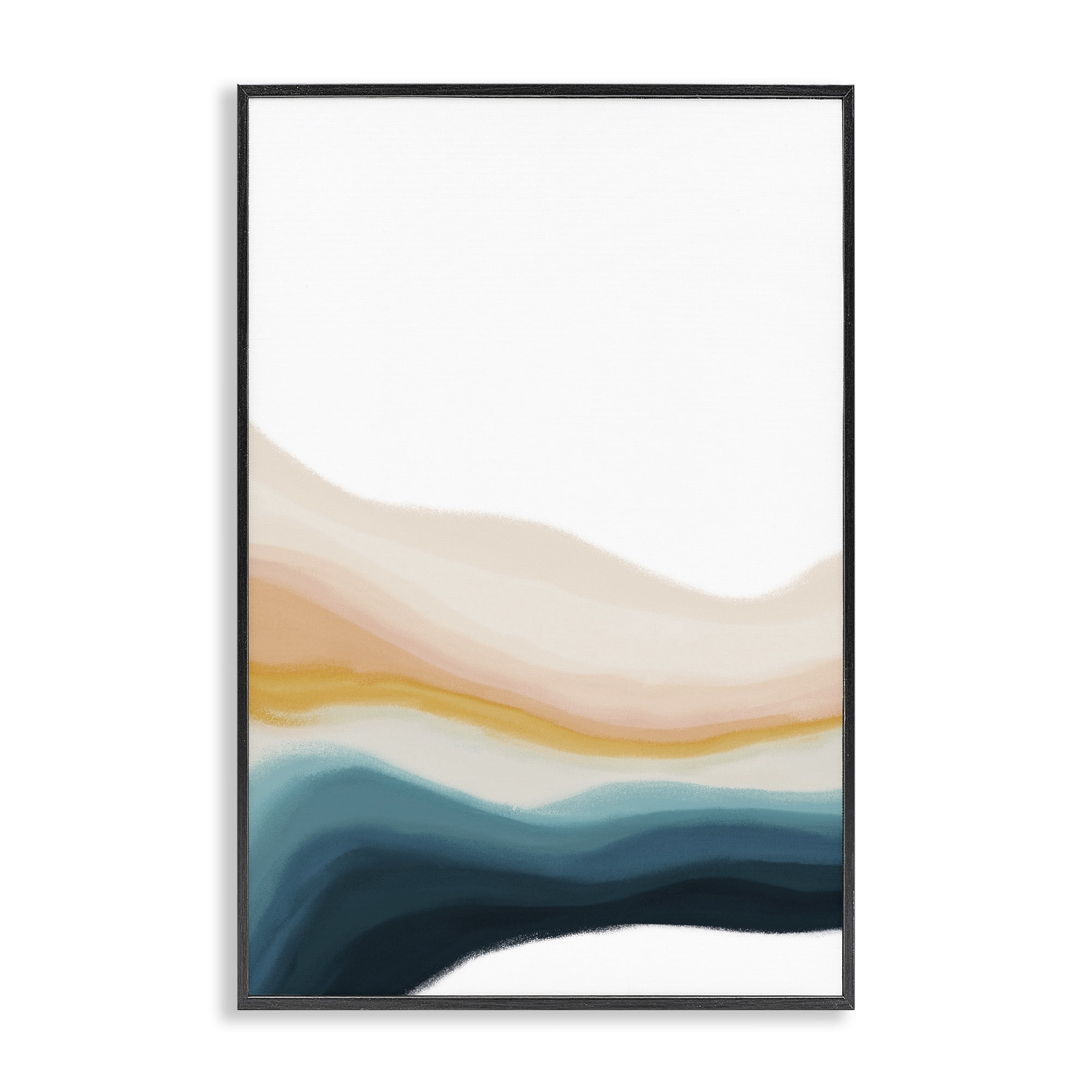 Stupell Industries Peach Swirl Landscape Abstract Painting Black Framed Art Print Wall Art, 16 x 24